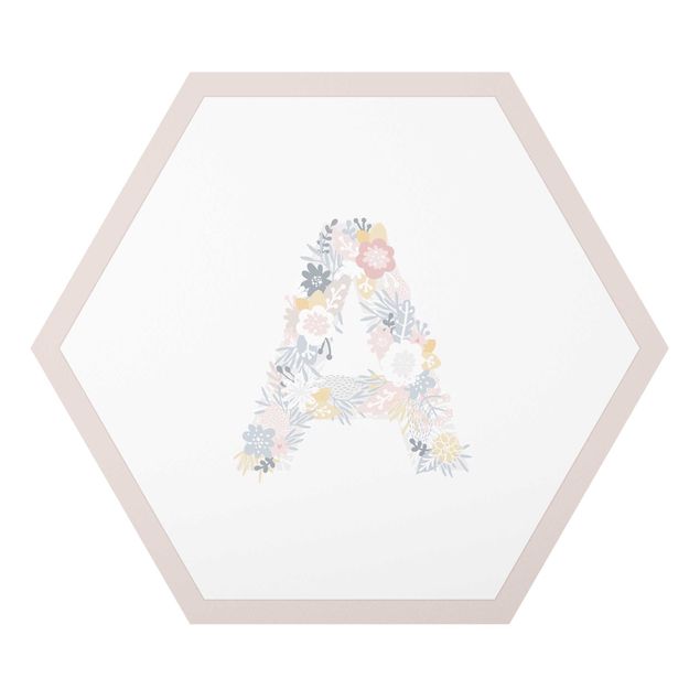 Alu-Dibond hexagon - Desired Letter Flower Pastel