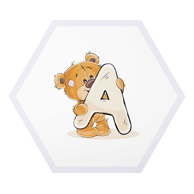 Alu-Dibond hexagon - Desired Letter Teddy Girl