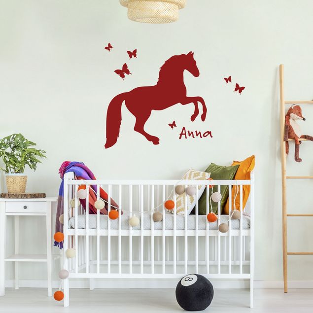 Wall stickers quotes Horse With Butterflies With Customised Name