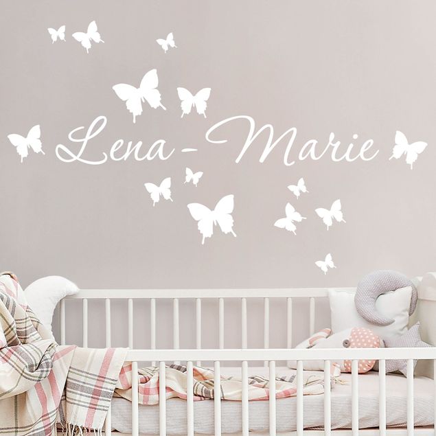 Animal wall decals Customised text butterfly decor