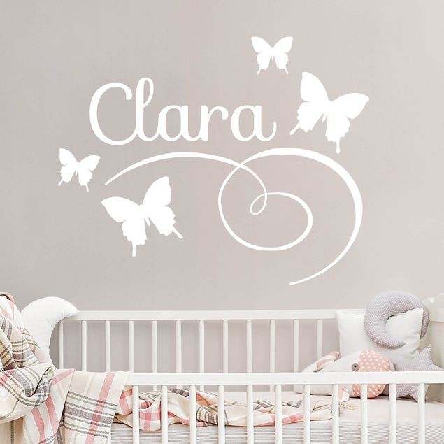 Animal print wall stickers Butterflies With Customised Name