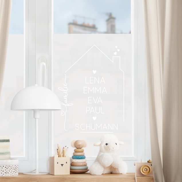 Window film - Customised Text Family House With Hearts II