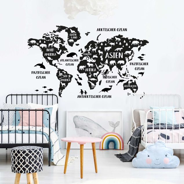 Cityscape wall stickers XXL World Map With Animals