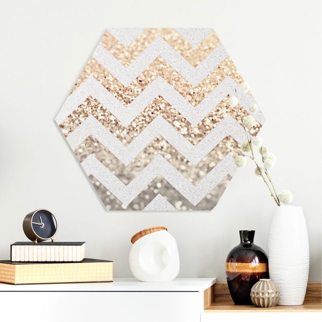 Forex hexagon - Zigzag Lines With Golden Glitter and Silver
