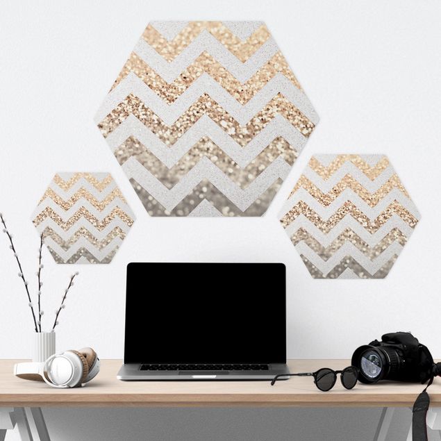 Forex hexagon - Zigzag Lines With Golden Glitter and Silver