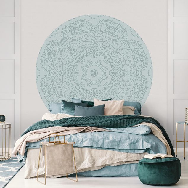 Wallpapers Jagged Mandala Flower With Star In Turquoise