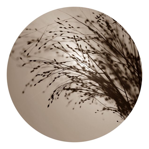Self-adhesive round wallpaper - Soft Grasses In Morning Mist