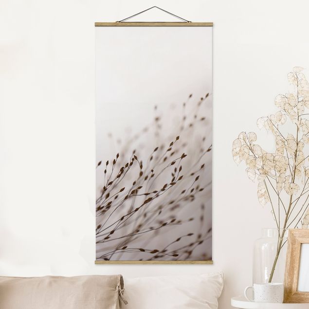 Fabric print with poster hangers - Soft Grasses In Slipstream - Portrait format 1:2