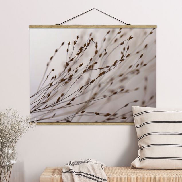 Fabric print with poster hangers - Soft Grasses In Slipstream - Landscape format 4:3