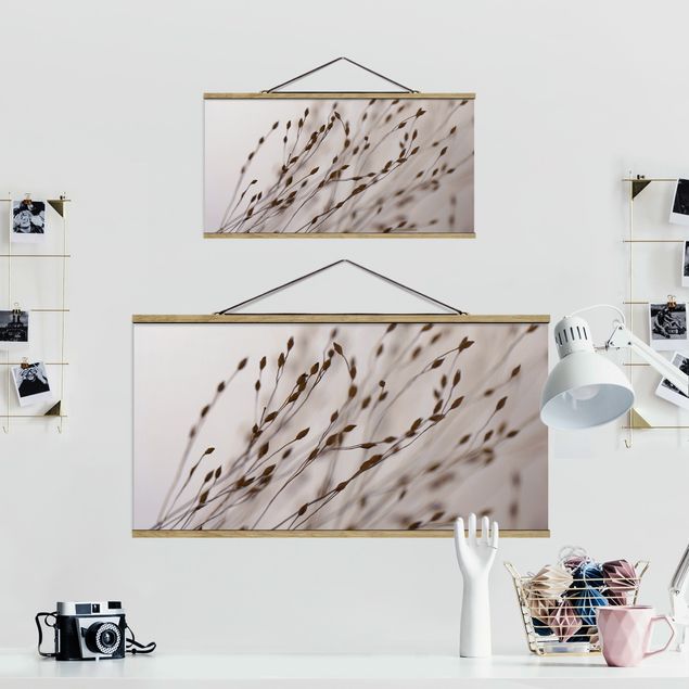 Fabric print with poster hangers - Soft Grasses In Slipstream - Landscape format 2:1