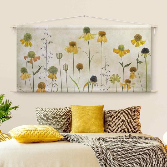 extra large tapestry Delicate Helenium Flowers