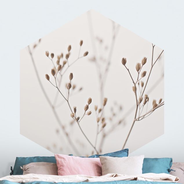 Self-adhesive hexagonal wall mural Delicate Buds On A Wildflower Stem