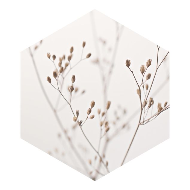 Self-adhesive hexagonal pattern wallpaper - Delicate Buds On A Wildflower Stem