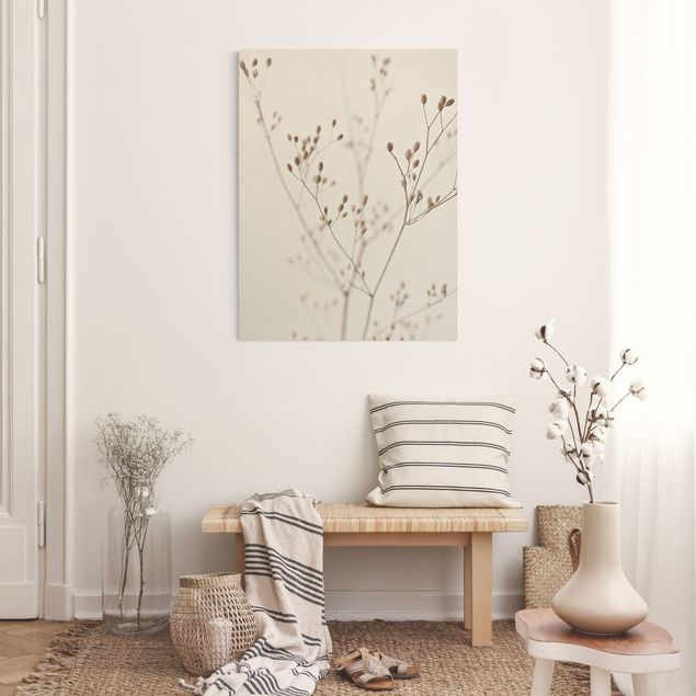 Natural canvas print - Delicate Buds On A Wildflower Stem - Portrait format 3:4