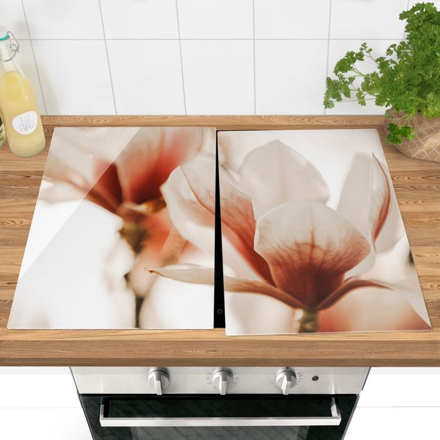 Stove top covers - Delicate Magnolia Flowers In An Interplay Of Light And Shadows