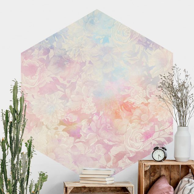 Hexagonal wallpapers Delicate Blossom Dream In Pastel