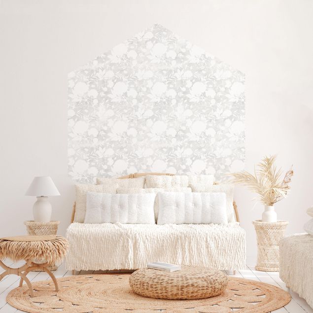 Self-adhesive hexagonal pattern wallpaper - Delicate Watercolour Blossoms Pattern