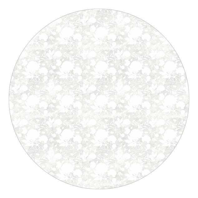 Self-adhesive round wallpaper - Delicate Watercolour Blossoms Pattern