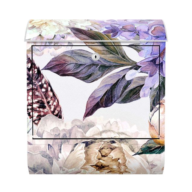 Letterbox - Delicate Watercolour Boho Flowers And Feathers Pattern