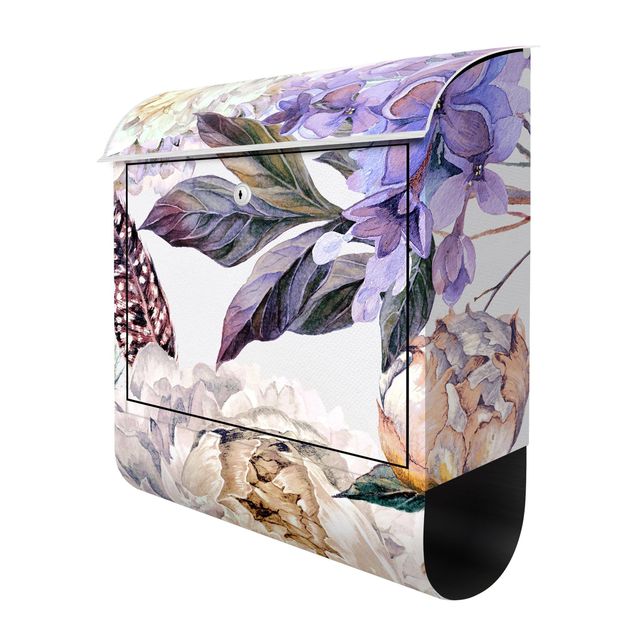 Letterbox - Delicate Watercolour Boho Flowers And Feathers Pattern