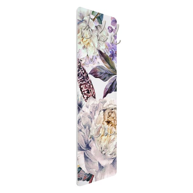 Coat rack modern - Delicate Watercolour Boho Flowers And Feathers Pattern