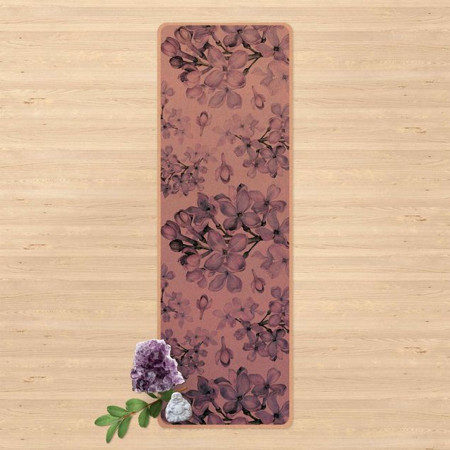 Yoga mat - Delicate Watercolour Lilac Blossom Pattern