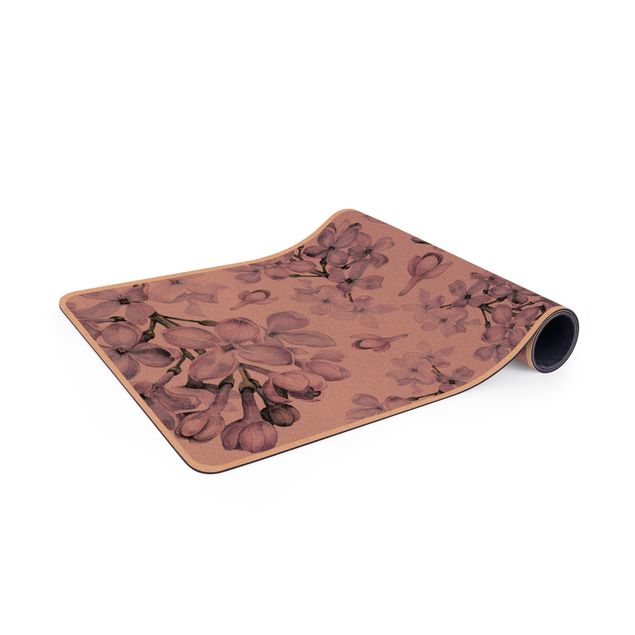 Yoga mat - Delicate Watercolour Lilac Blossom Pattern