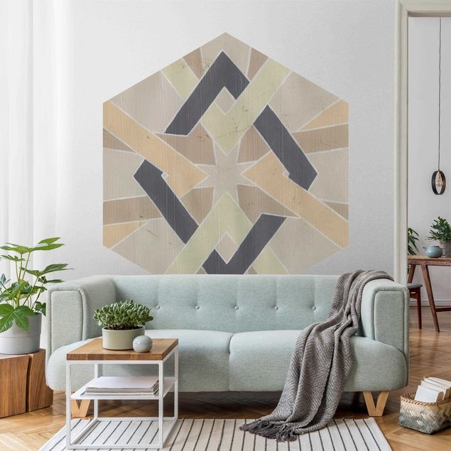 Self-adhesive hexagonal pattern wallpaper - Delicate Oriental Diamond Pattern