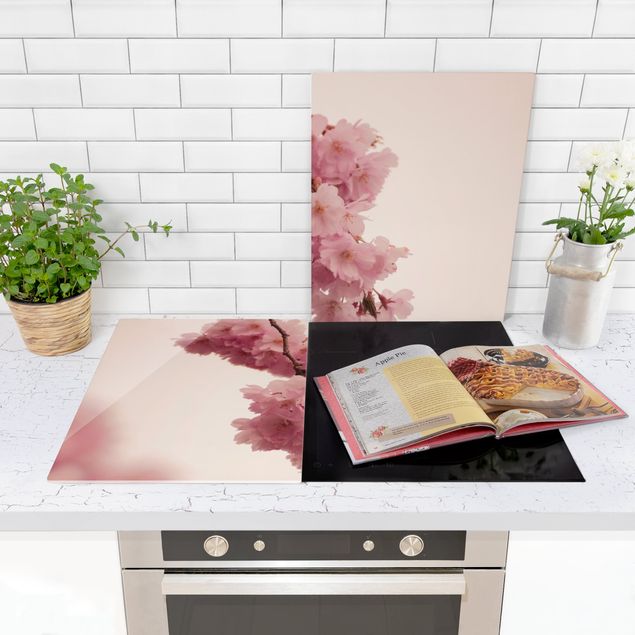 Stove top covers - Pale Pink Spring Flower With Bokeh