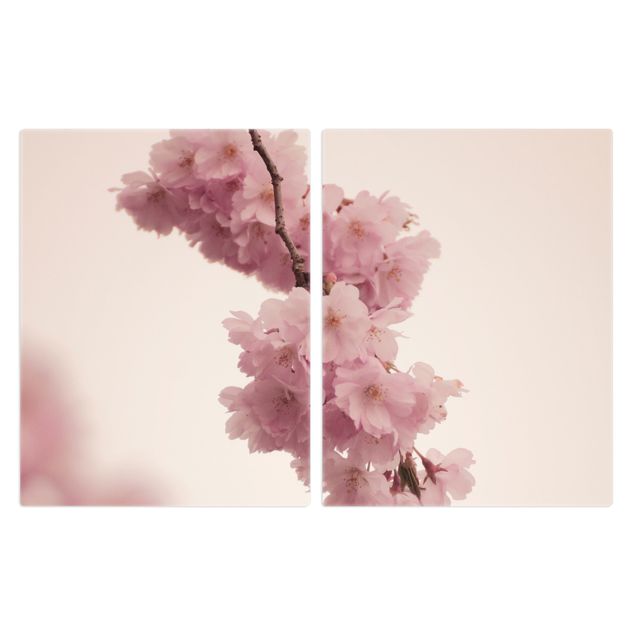 Stove top covers - Pale Pink Spring Flower With Bokeh