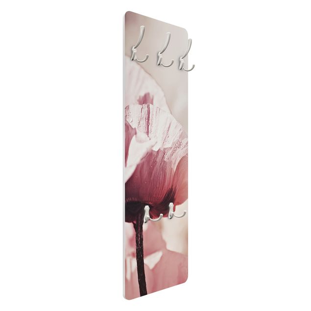Coat rack modern - Pale Pink Poppy Flower With Water Drops