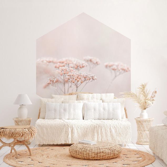 Self-adhesive hexagonal pattern wallpaper - Pale Pink Wild Flowers