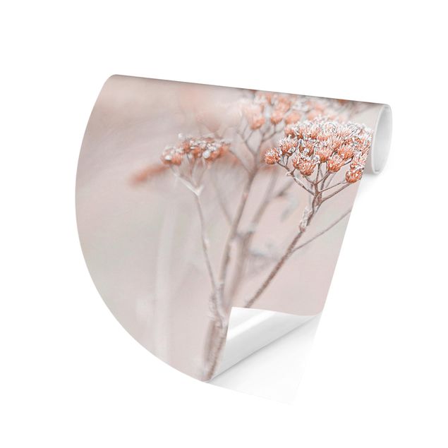 Self-adhesive round wallpaper - Pale Pink Wild Flowers