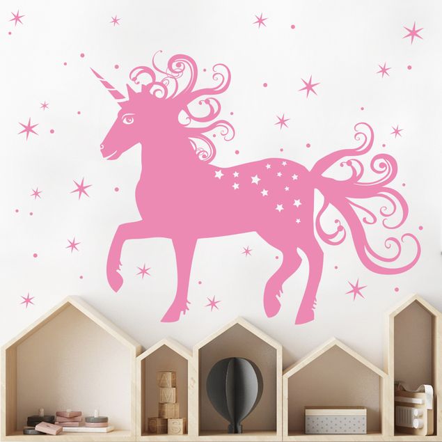 Unicorn wall decal Magical unicorn with stars
