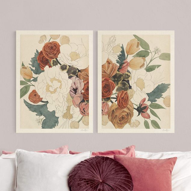 Print on canvas - Sketches Of Flower Bouquet