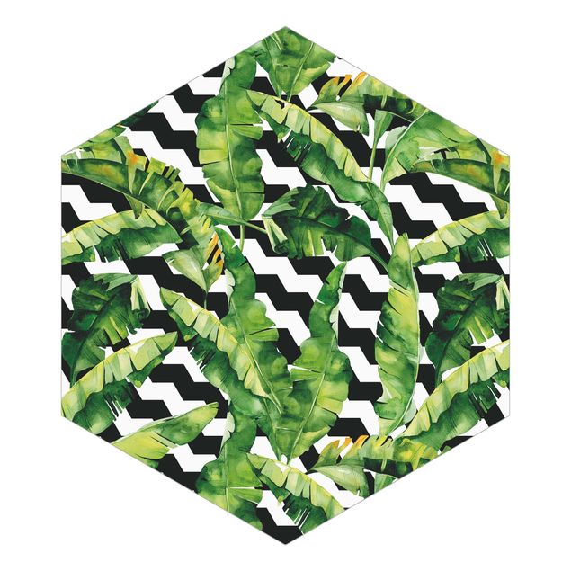 Self-adhesive hexagonal pattern wallpaper - Zig Zag Pattern Geometry Jungle
