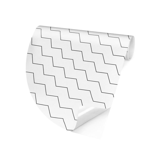 Self-adhesive round wallpaper - Zig Zag Pattern Geometry