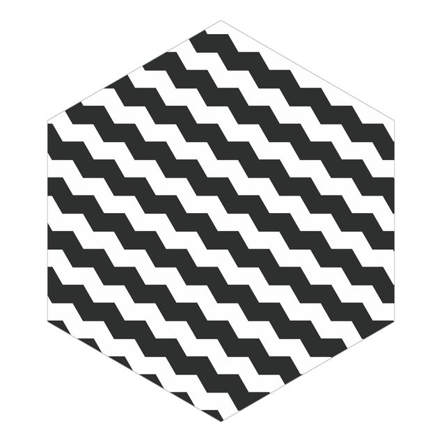 Self-adhesive hexagonal pattern wallpaper - Zig Zag Pattern Geometry Black And White