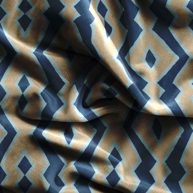 patterned drapes Zigzag Lines Beige Blue