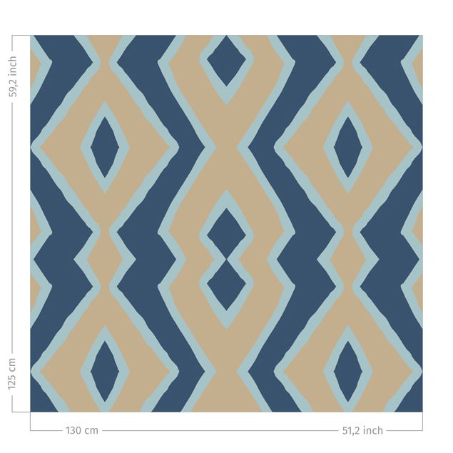 modern curtains for living room Zigzag Lines Beige Blue