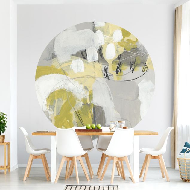Self-adhesive round wallpaper - Lemons In The Mist I