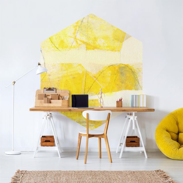 Self-adhesive hexagonal pattern wallpaper - Lemon Forest In The Mountains
