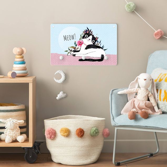 Coat rack for children - Content Kitty With Text Meow