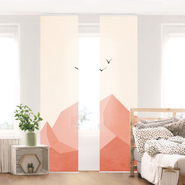 Sliding panel curtain - Zugspitze In Pink Colouration