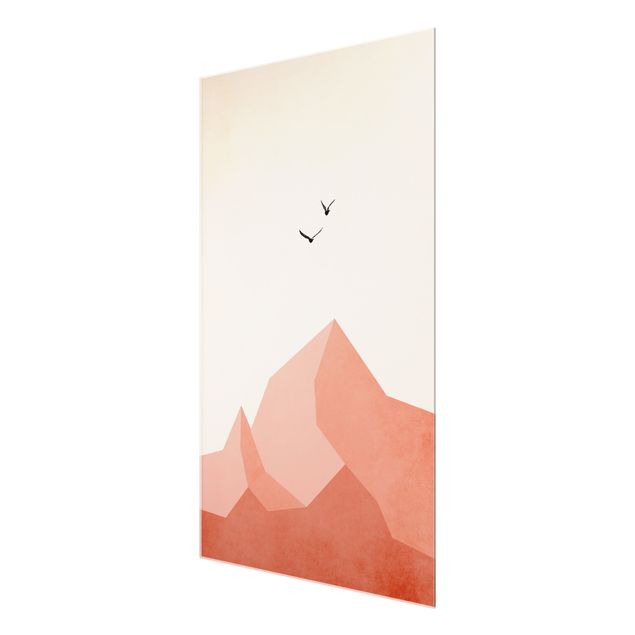 Glass print - Zugspitze In Pink Colouration
