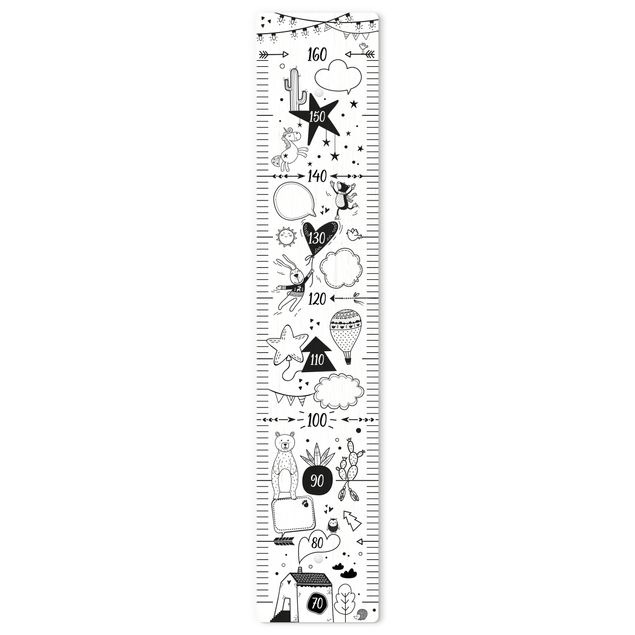 Wooden height chart for kids - To write on in black and white