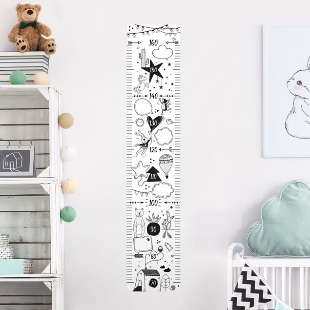 Wall stickers height measure bar To write on in black and white