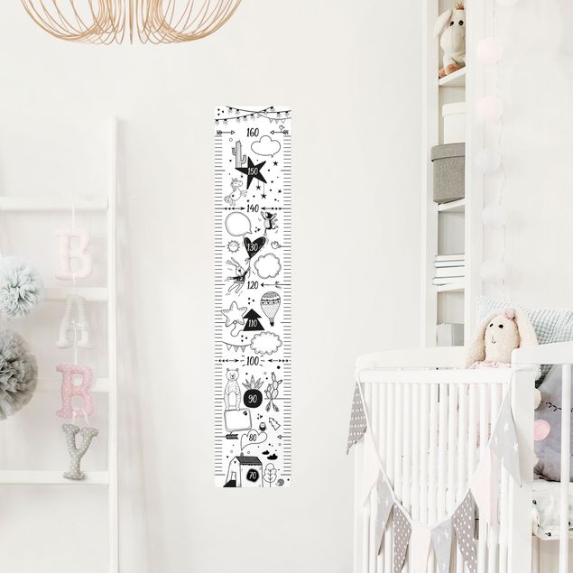 wooden ruler height chart To write on in black and white