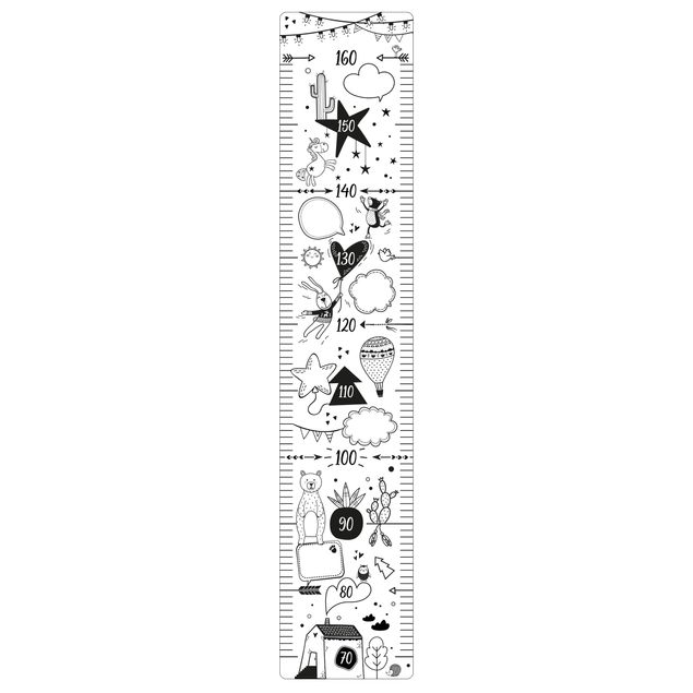 Wall sticker height chart for kids - To write on in black and white