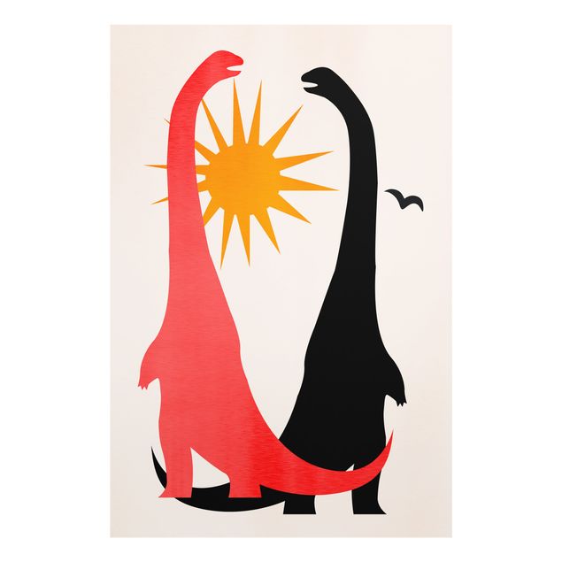 Glass print - Two Dinosaurs In Sunshine